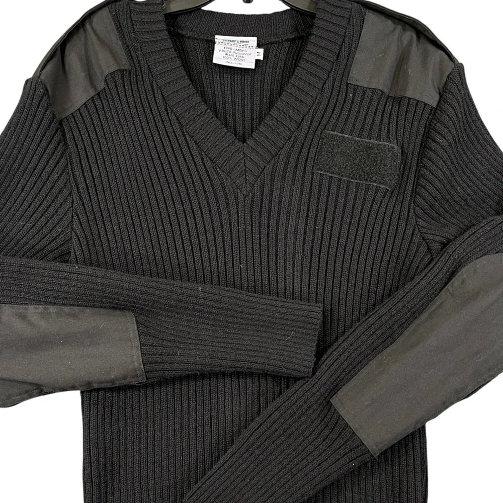 Scharf & Breit Commando Sweater Mens M Wool Patches Epaulets Security Uniform